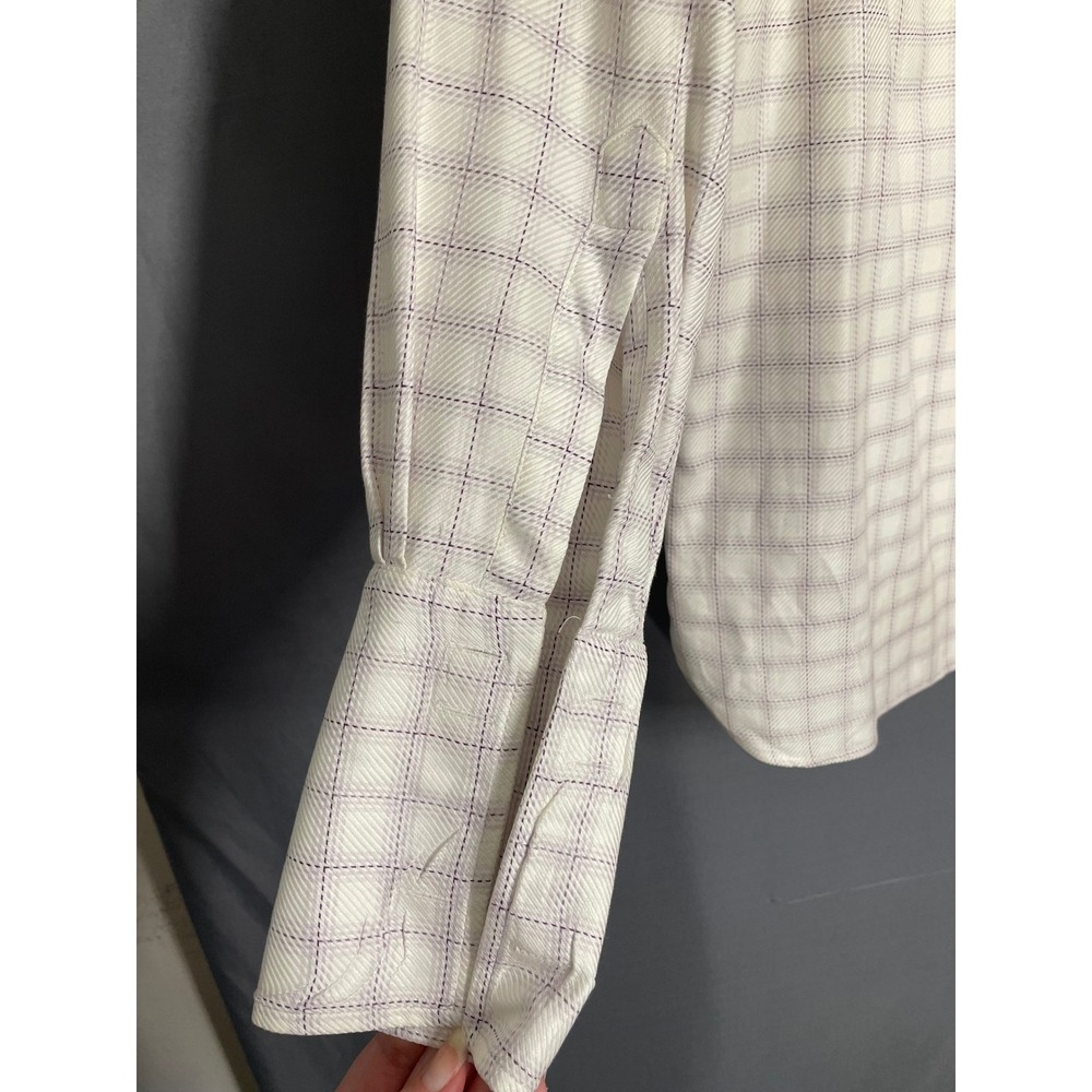 Thomas Pink Mens Cream Royal Twill Grid Check French Cuff Dress Shirt Sz 15 33.5 - Picture 8 of 10